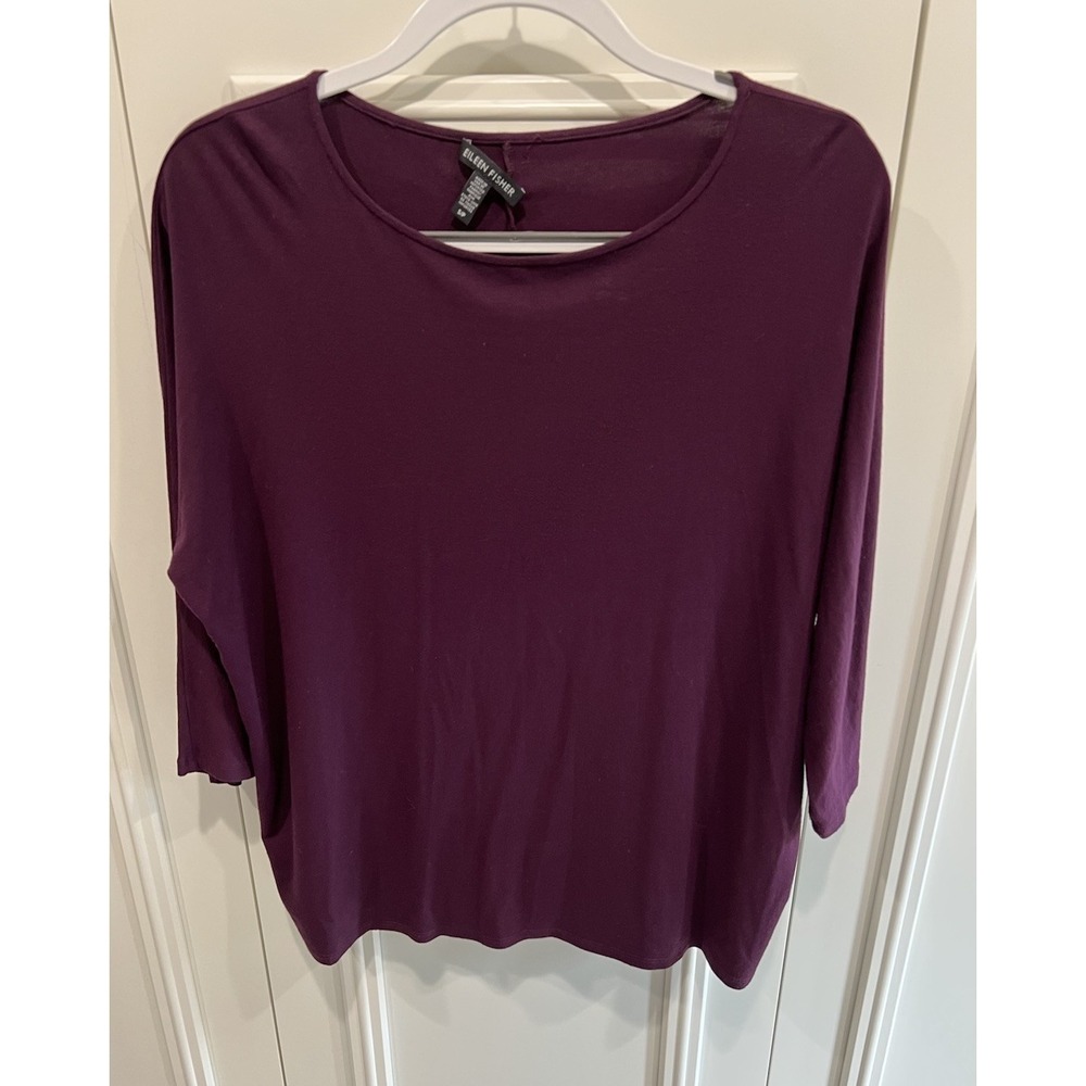 Eileen Fisher Women's Plum Purple Dolman Top Size Small Stretchy Basic Oversized